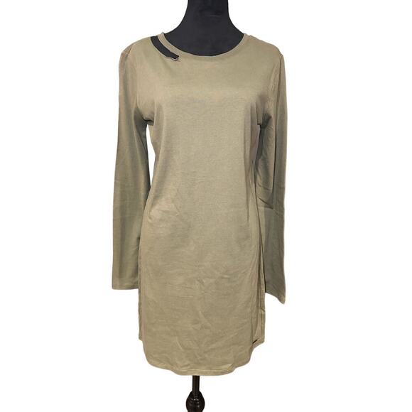 n:p x n:PHILANTROPHY Sz S Francis Tee Dress Long Sleeve Olive Green mini bodycon - Picture 2 of 9